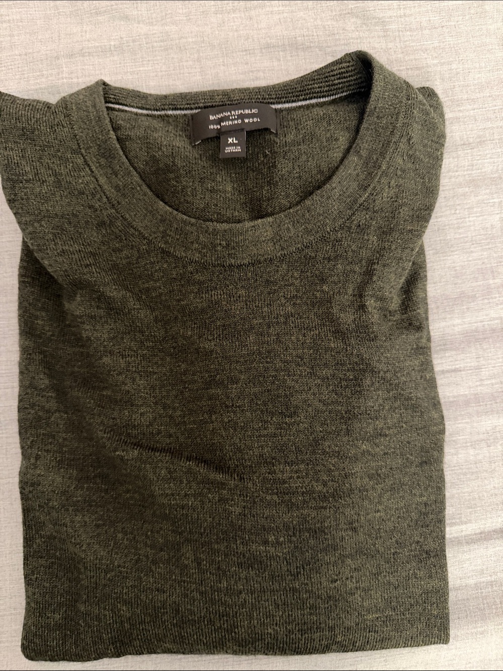 Banana Republic Dark Olive Merino Wool Crewneck Sweater
